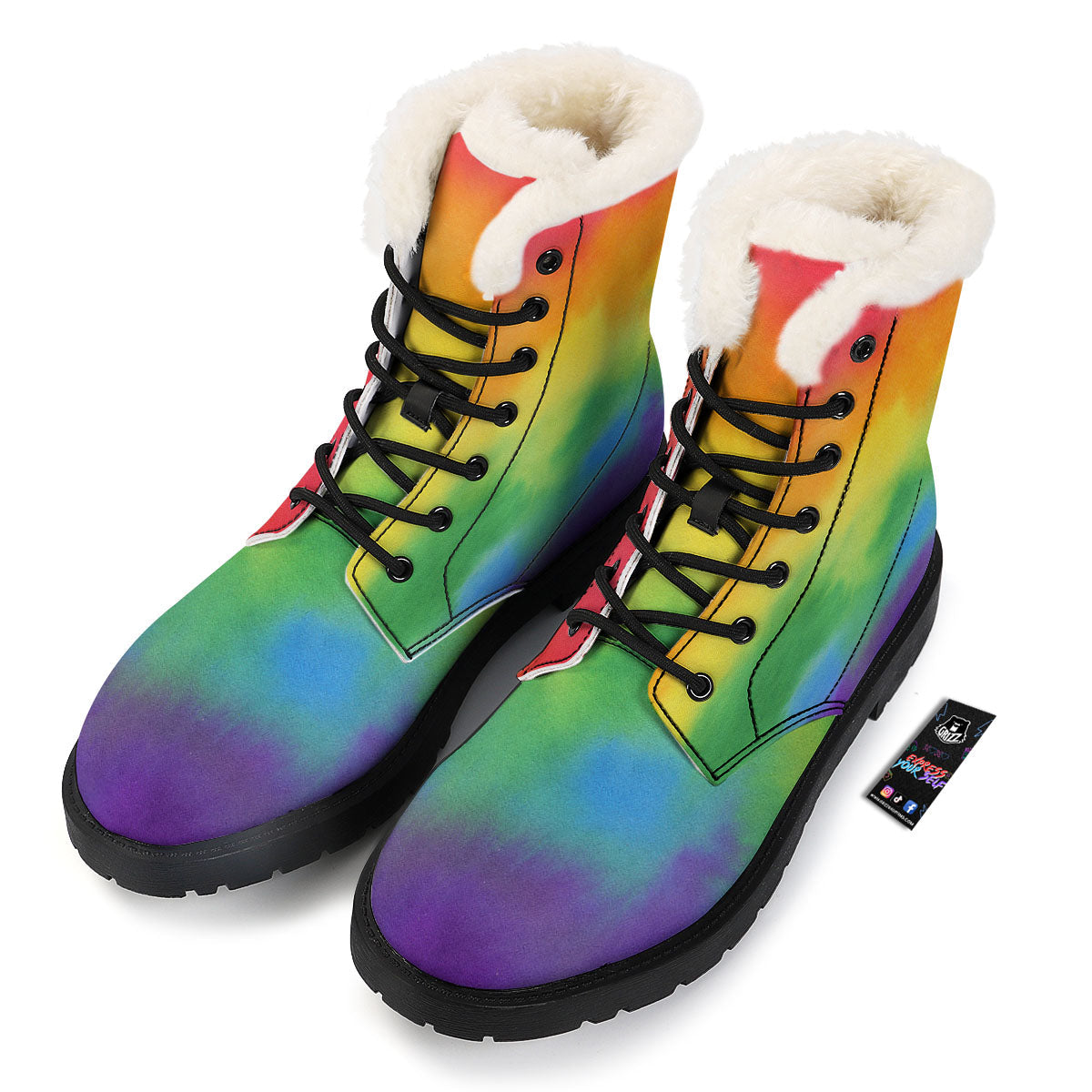 LGBT Pride Watercolor Rainbow Print Winter Boots-grizzshop