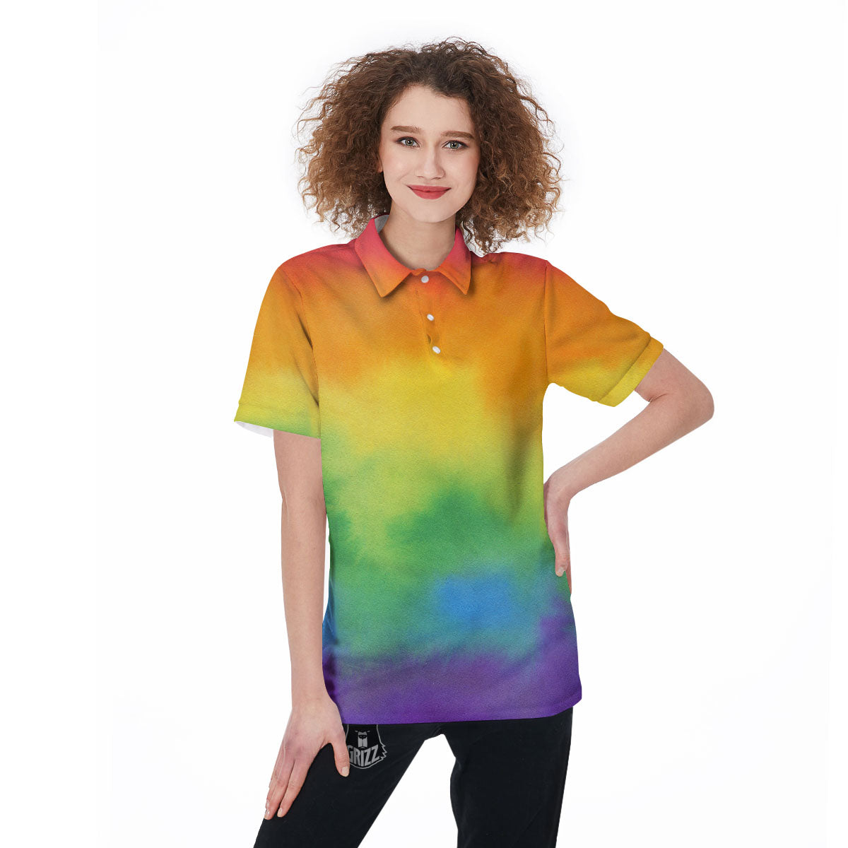 LGBT Pride Watercolor Rainbow Print Women's Golf Shirts-grizzshop