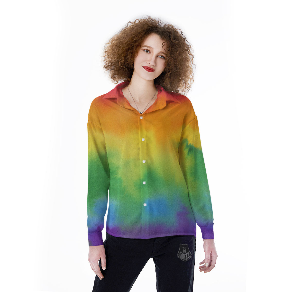 LGBT Pride Watercolor Rainbow Print Women's Long Sleeve Shirts-grizzshop