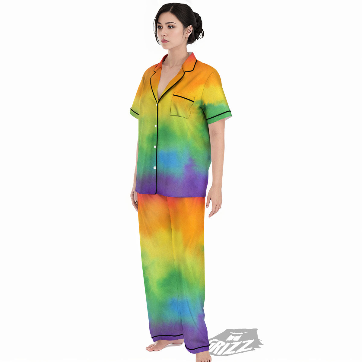 LGBT Pride Watercolor Rainbow Print Women's Pajamas Set-grizzshop