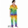 LGBT Pride Watercolor Rainbow Print Women's Pajamas Set-grizzshop