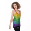 LGBT Pride Watercolor Rainbow Print Women's Racerback Tank Top-grizzshop