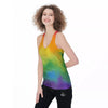 LGBT Pride Watercolor Rainbow Print Women's Racerback Tank Top-grizzshop