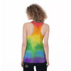 LGBT Pride Watercolor Rainbow Print Women's Racerback Tank Top-grizzshop