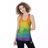 LGBT Pride Watercolor Rainbow Print Women's Racerback Tank Top-grizzshop