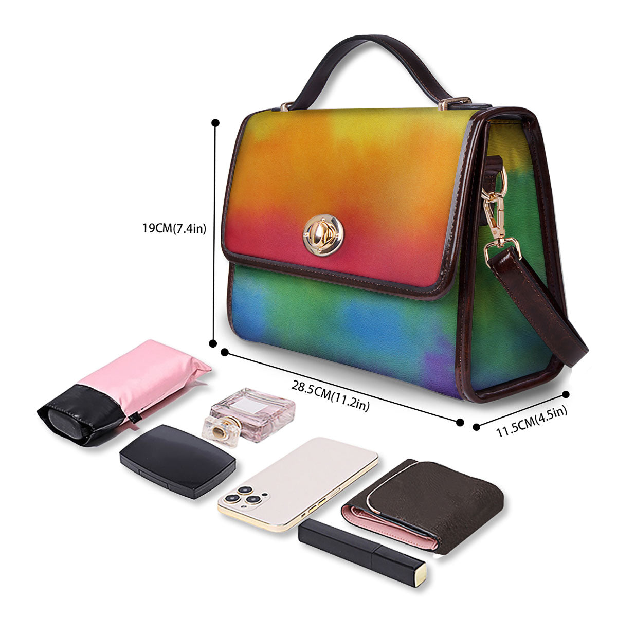 LGBT Pride Watercolor Rainbow Print Women's Satchel Bag-grizzshop