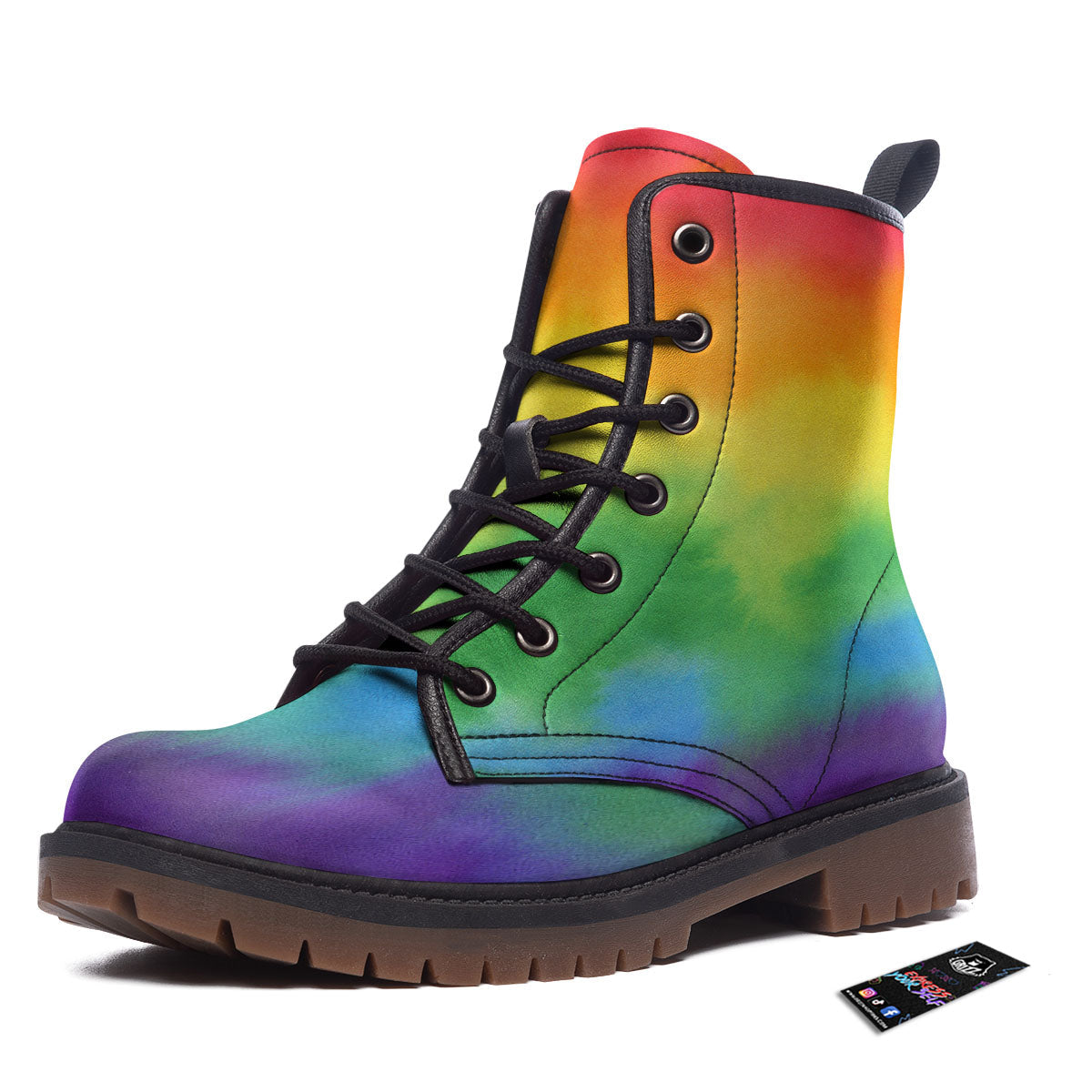 LGBT Pride Watercolor Rainbow Print Work Boots-grizzshop