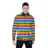 LGBT Stripes Abstract Rainbow Print Baseball Jacket-grizzshop