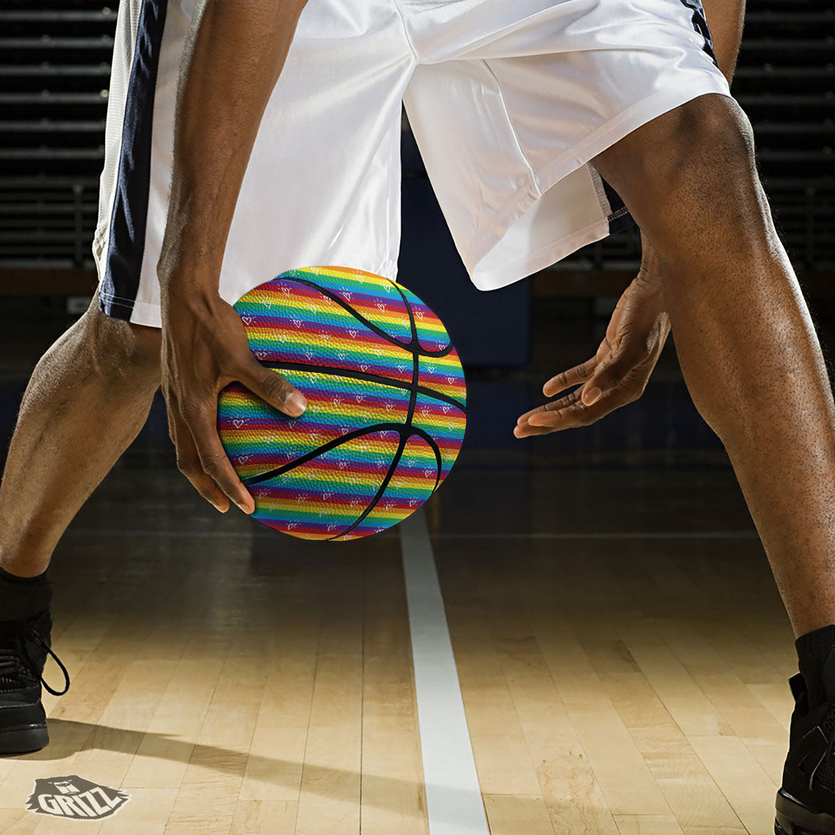 LGBT Stripes Abstract Rainbow Print Basketball-grizzshop