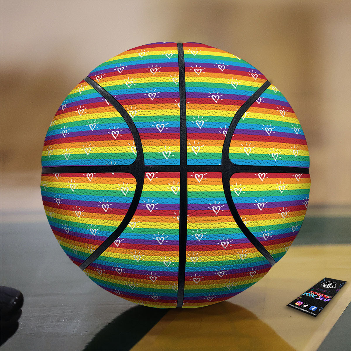 LGBT Stripes Abstract Rainbow Print Basketball-grizzshop