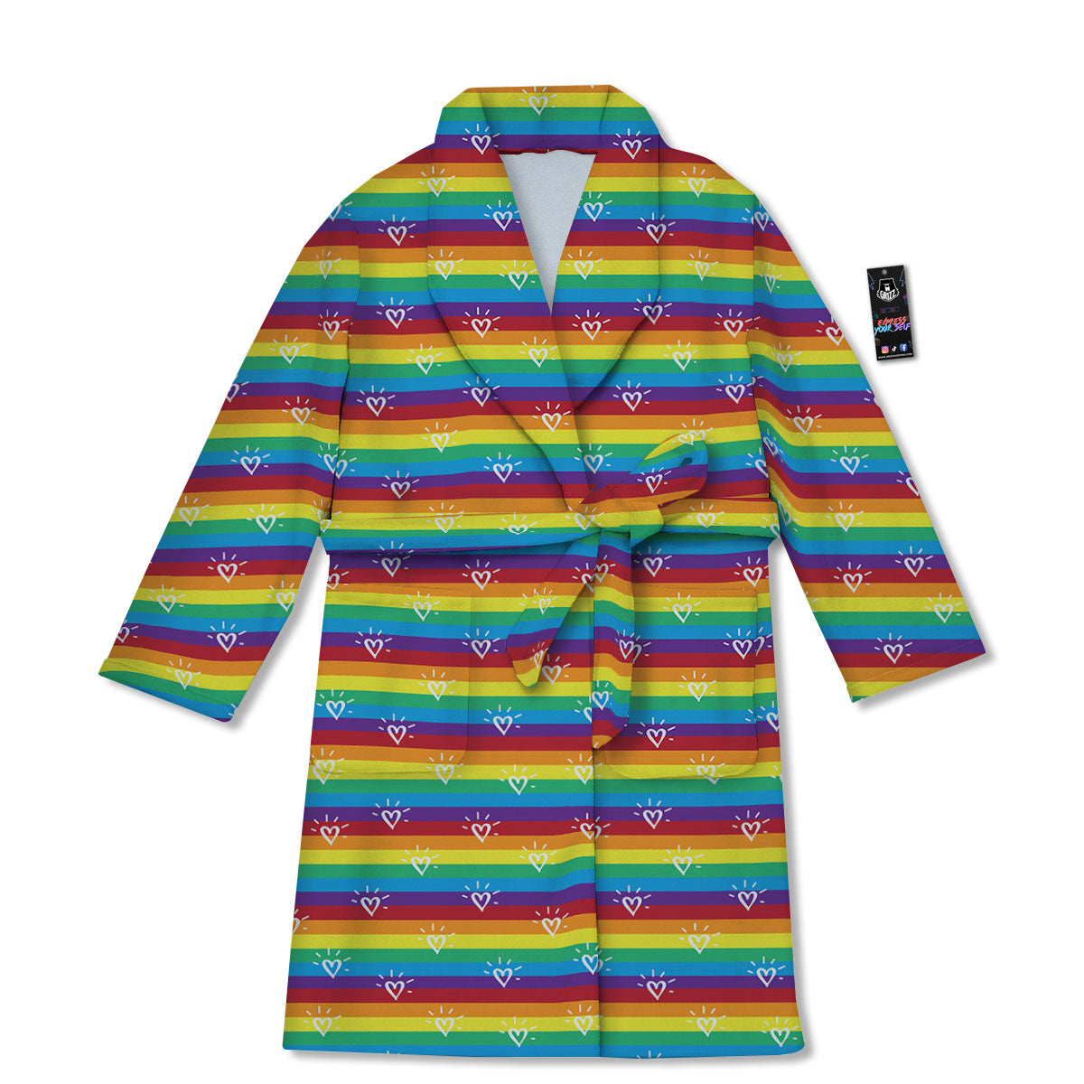 LGBT Stripes Abstract Rainbow Print Bathrobe-grizzshop