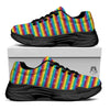 LGBT Stripes Abstract Rainbow Print Black Chunky Shoes-grizzshop