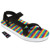 LGBT Stripes Abstract Rainbow Print Black Open Toe Sandals-grizzshop