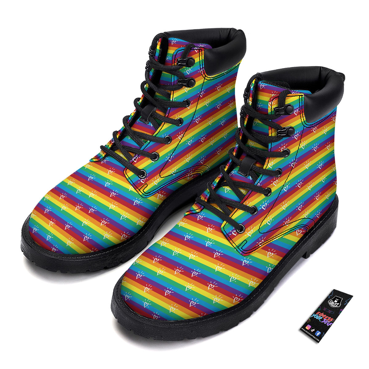 LGBT Stripes Abstract Rainbow Print Boots-grizzshop