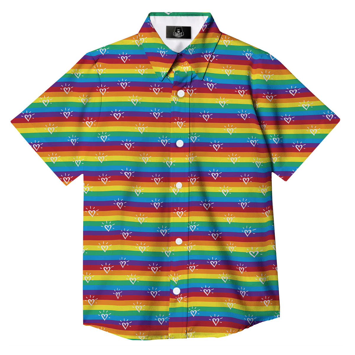 LGBT Stripes Abstract Rainbow Print Button Up Shirt-grizzshop