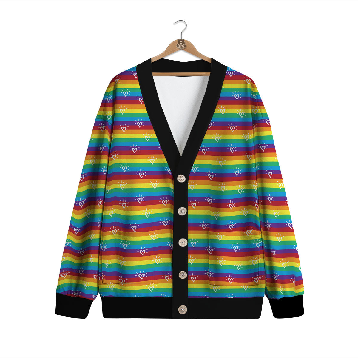 LGBT Stripes Abstract Rainbow Print Cardigan-grizzshop