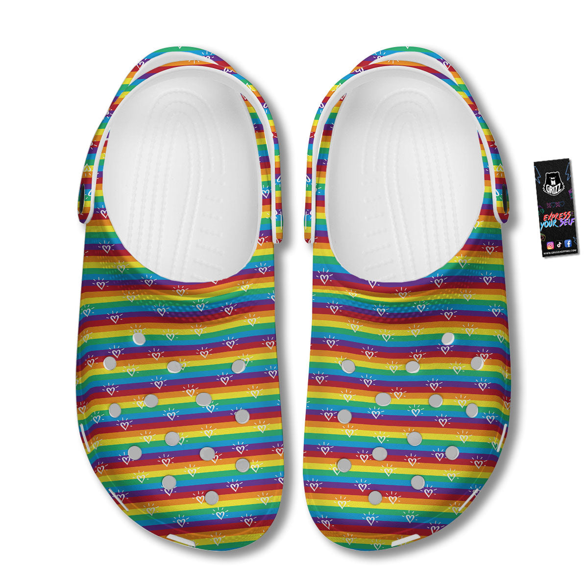 LGBT Stripes Abstract Rainbow Print Clog-grizzshop