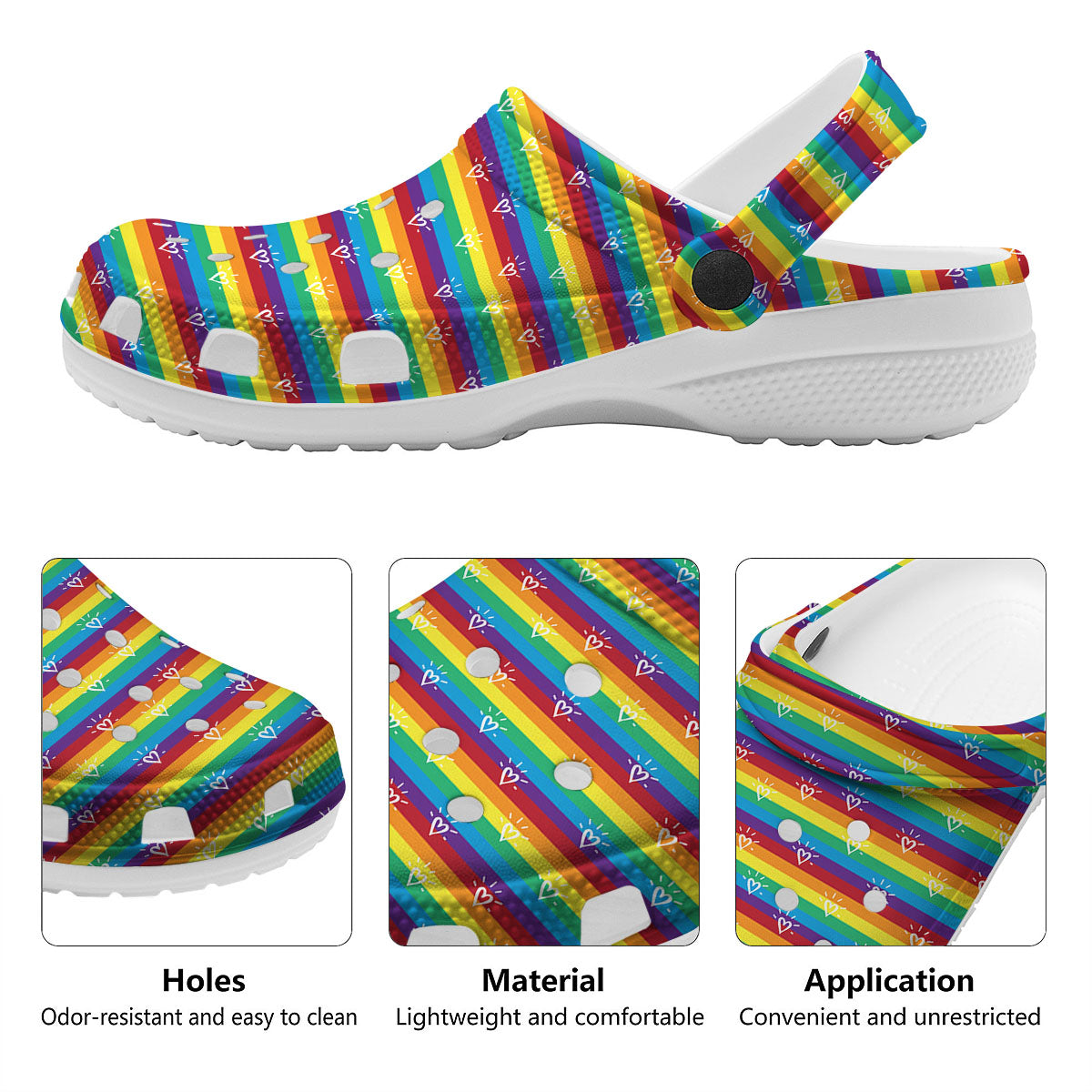 LGBT Stripes Abstract Rainbow Print Clog-grizzshop