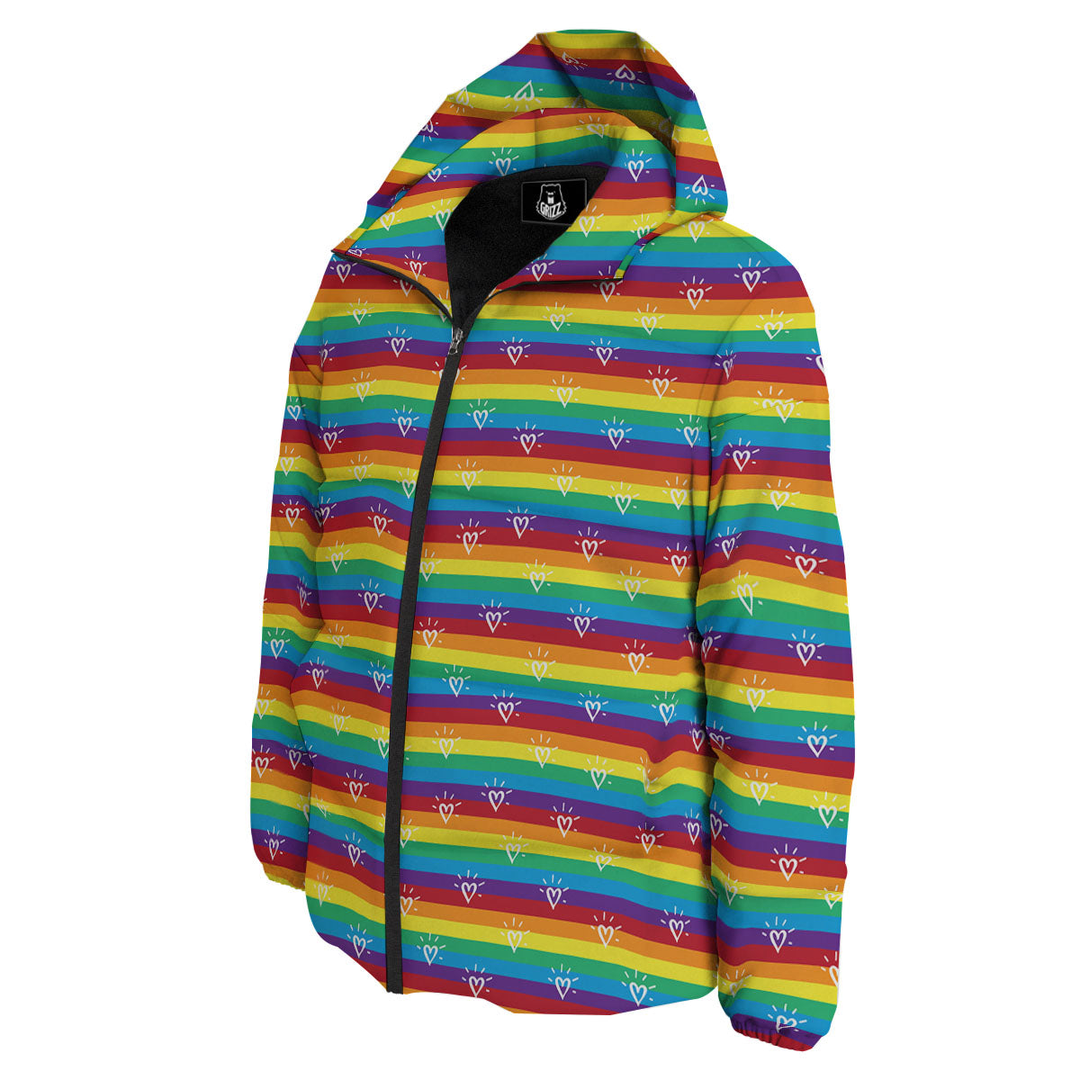 LGBT Stripes Abstract Rainbow Print Down Jacket-grizzshop