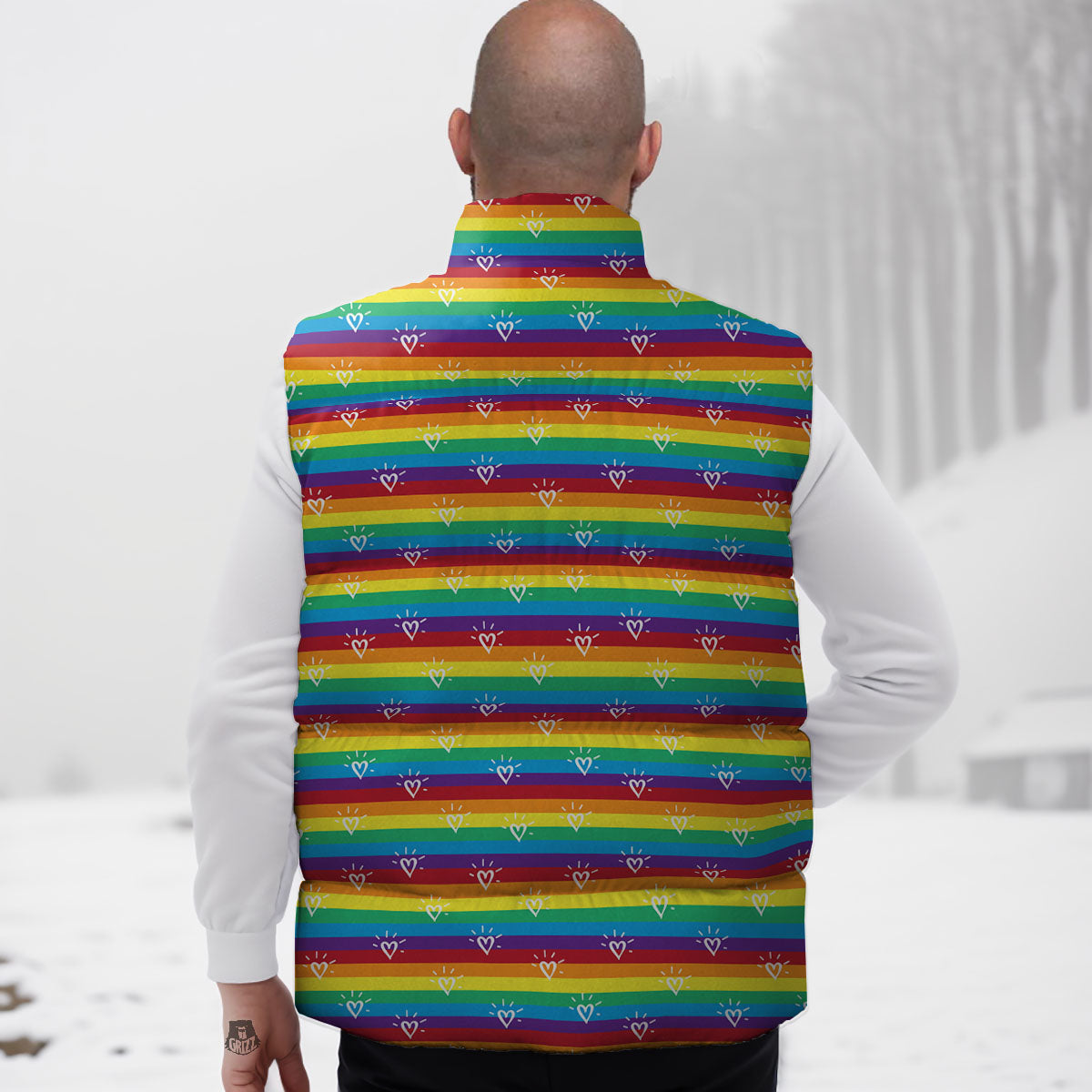 LGBT Stripes Abstract Rainbow Print Down Vest
