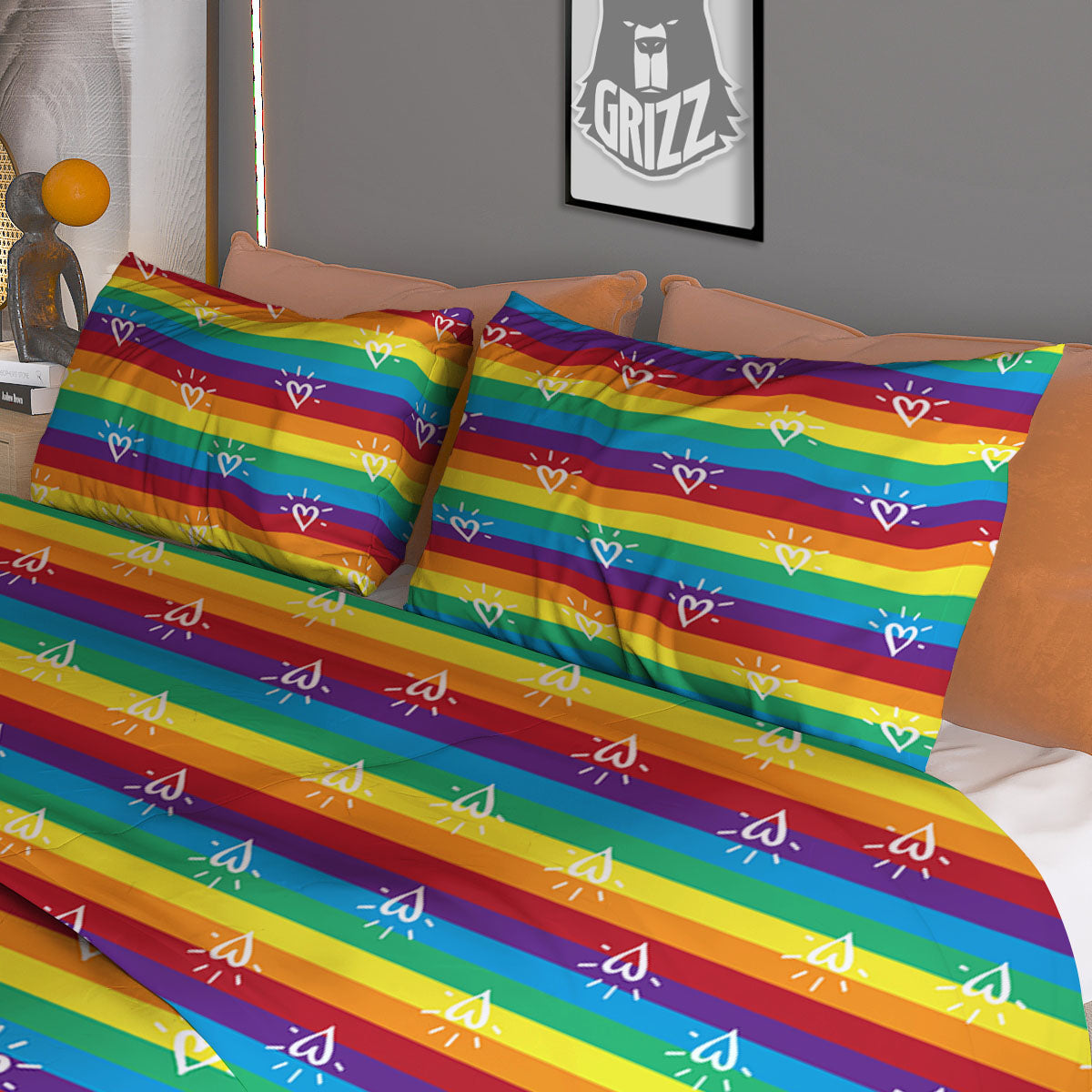 LGBT Stripes Abstract Rainbow Print Duvet Cover Bedding Set