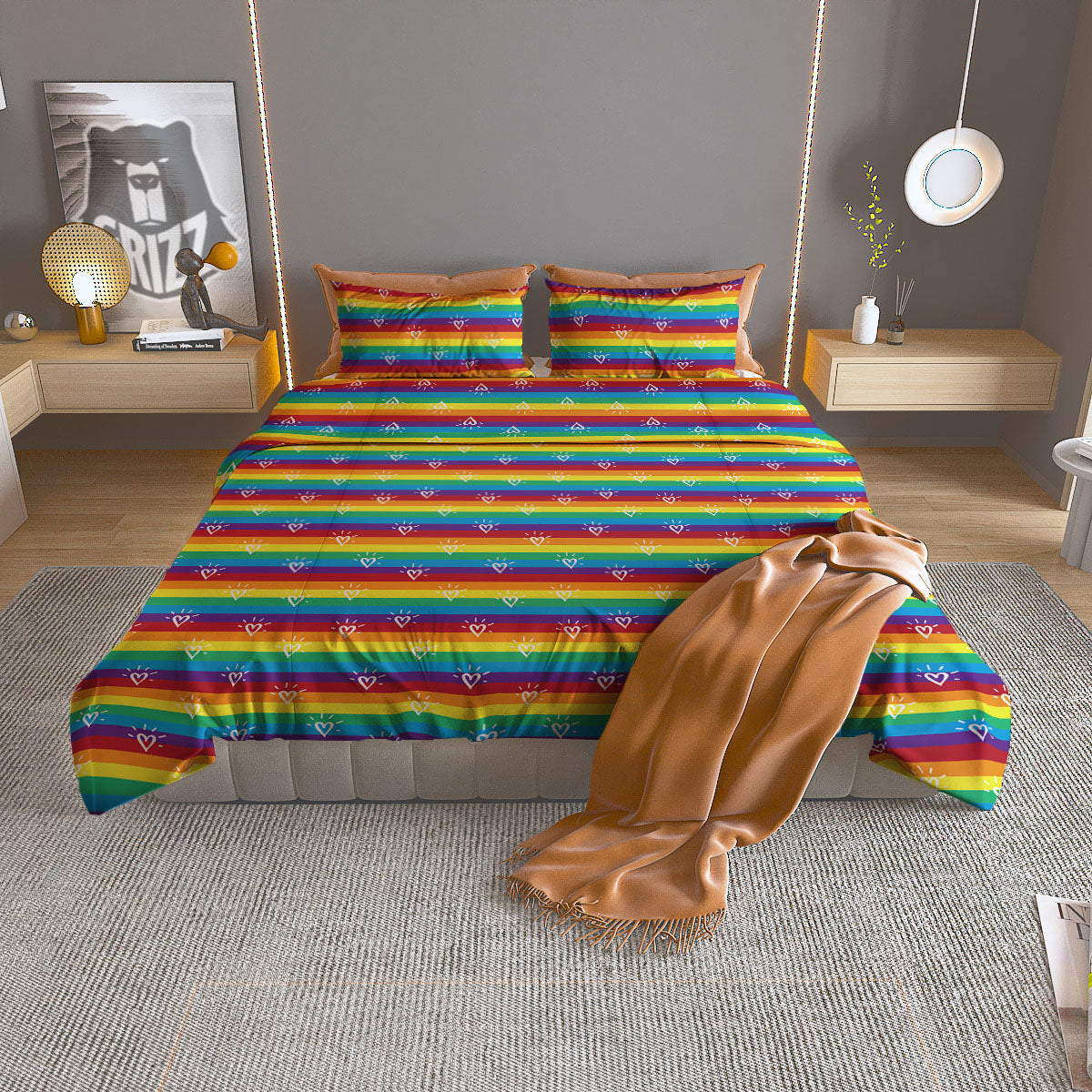 LGBT Stripes Abstract Rainbow Print Duvet Cover Bedding Set