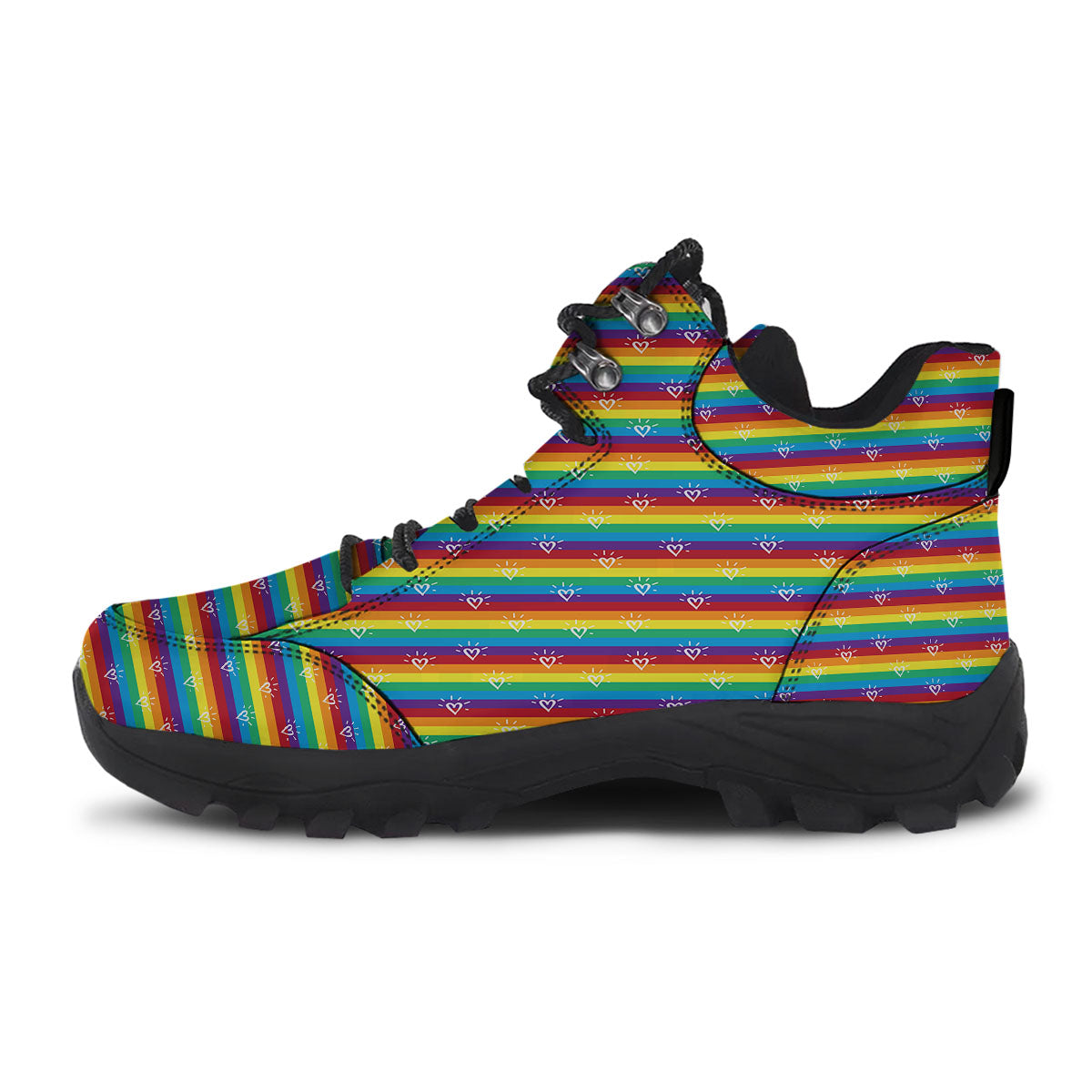 LGBT Stripes Abstract Rainbow Print Hiking Shoes-grizzshop