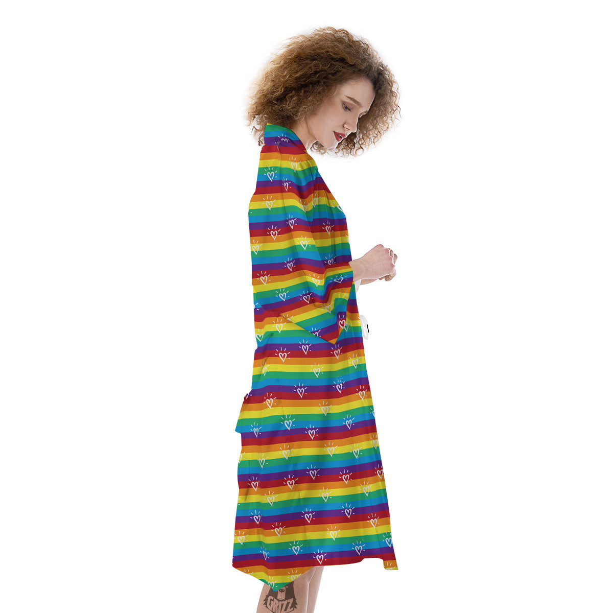 LGBT Stripes Abstract Rainbow Print Kimono-grizzshop