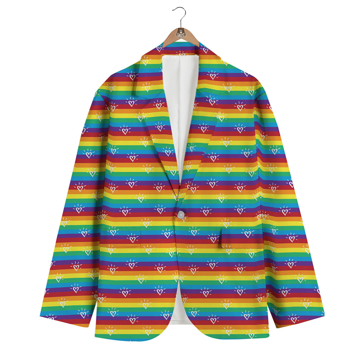 LGBT Stripes Abstract Rainbow Print Men's Blazer-grizzshop