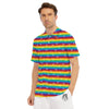 LGBT Stripes Abstract Rainbow Print Men's Golf Shirts-grizzshop