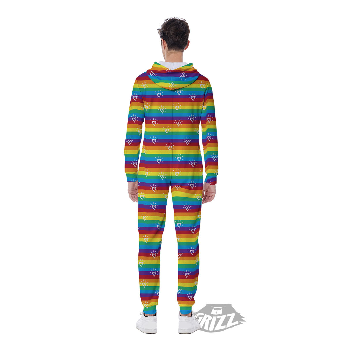 LGBT Stripes Abstract Rainbow Print Men's Jumpsuit-grizzshop