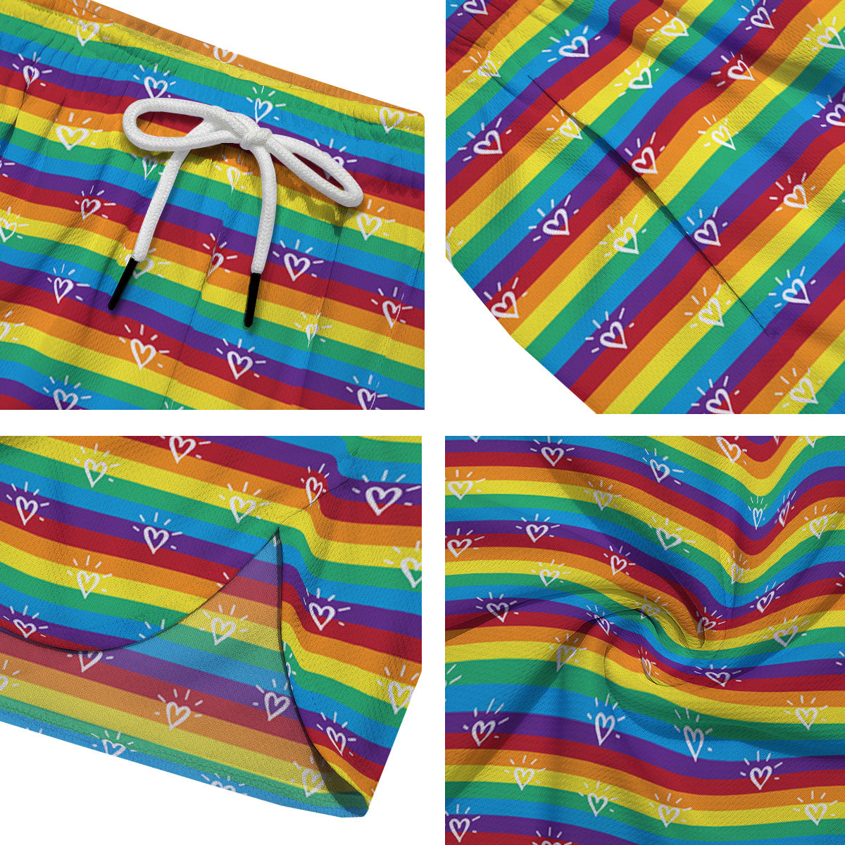 LGBT Stripes Abstract Rainbow Print Men's Running Shorts-grizzshop