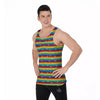 LGBT Stripes Abstract Rainbow Print Men's Tank Top-grizzshop