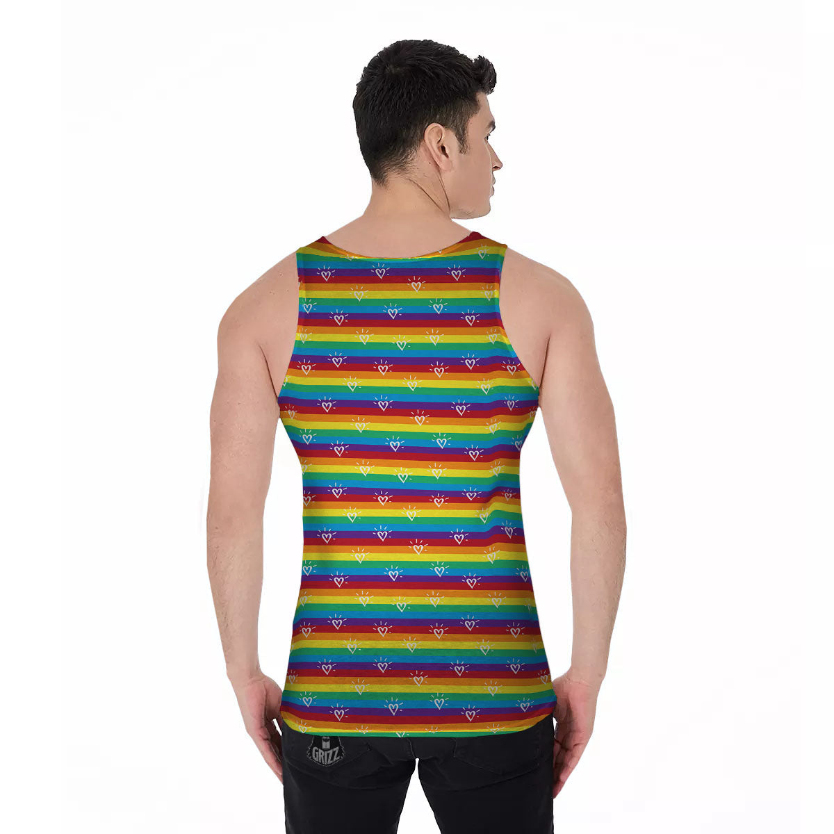 LGBT Stripes Abstract Rainbow Print Men's Tank Top-grizzshop