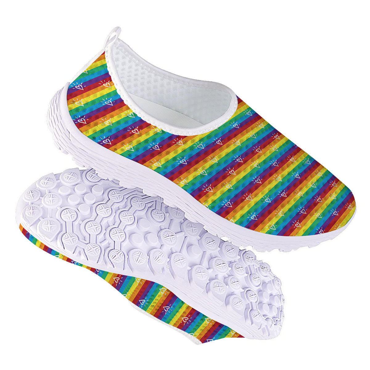 LGBT Stripes Abstract Rainbow Print Nurse Shoes-grizzshop