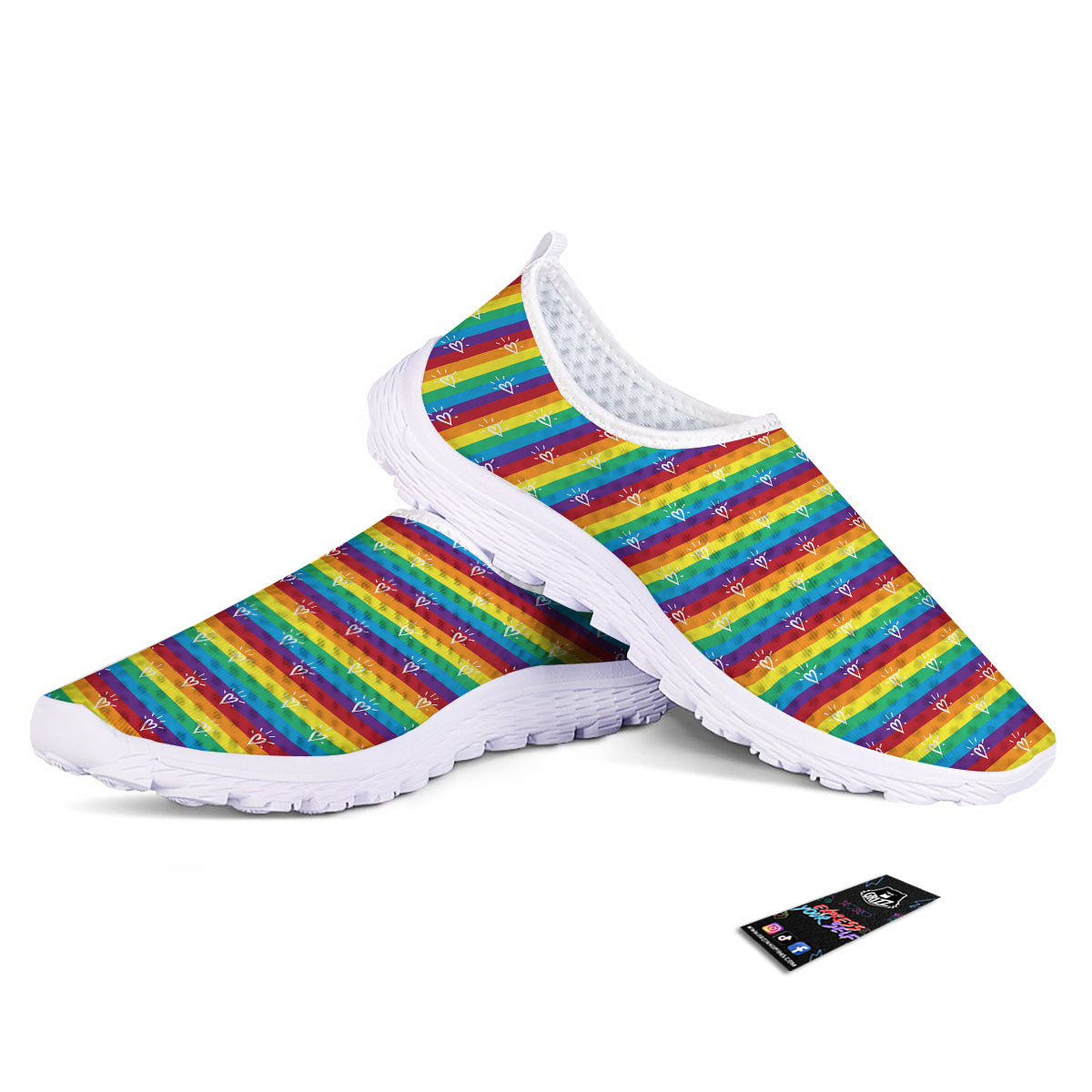 LGBT Stripes Abstract Rainbow Print Nurse Shoes-grizzshop