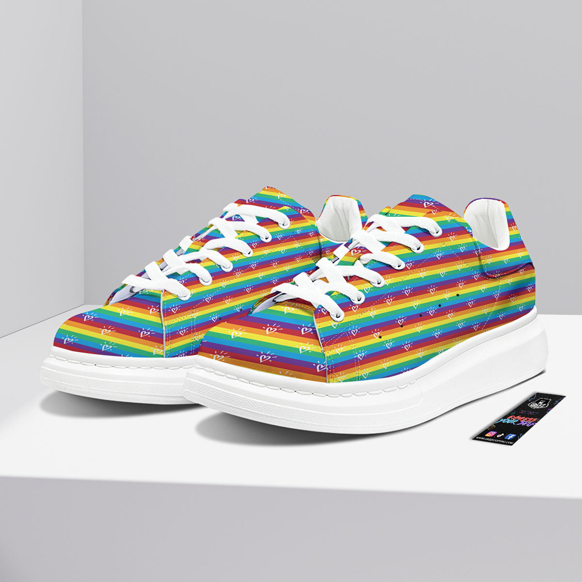 LGBT Stripes Abstract Rainbow Print Platform Shoes-grizzshop