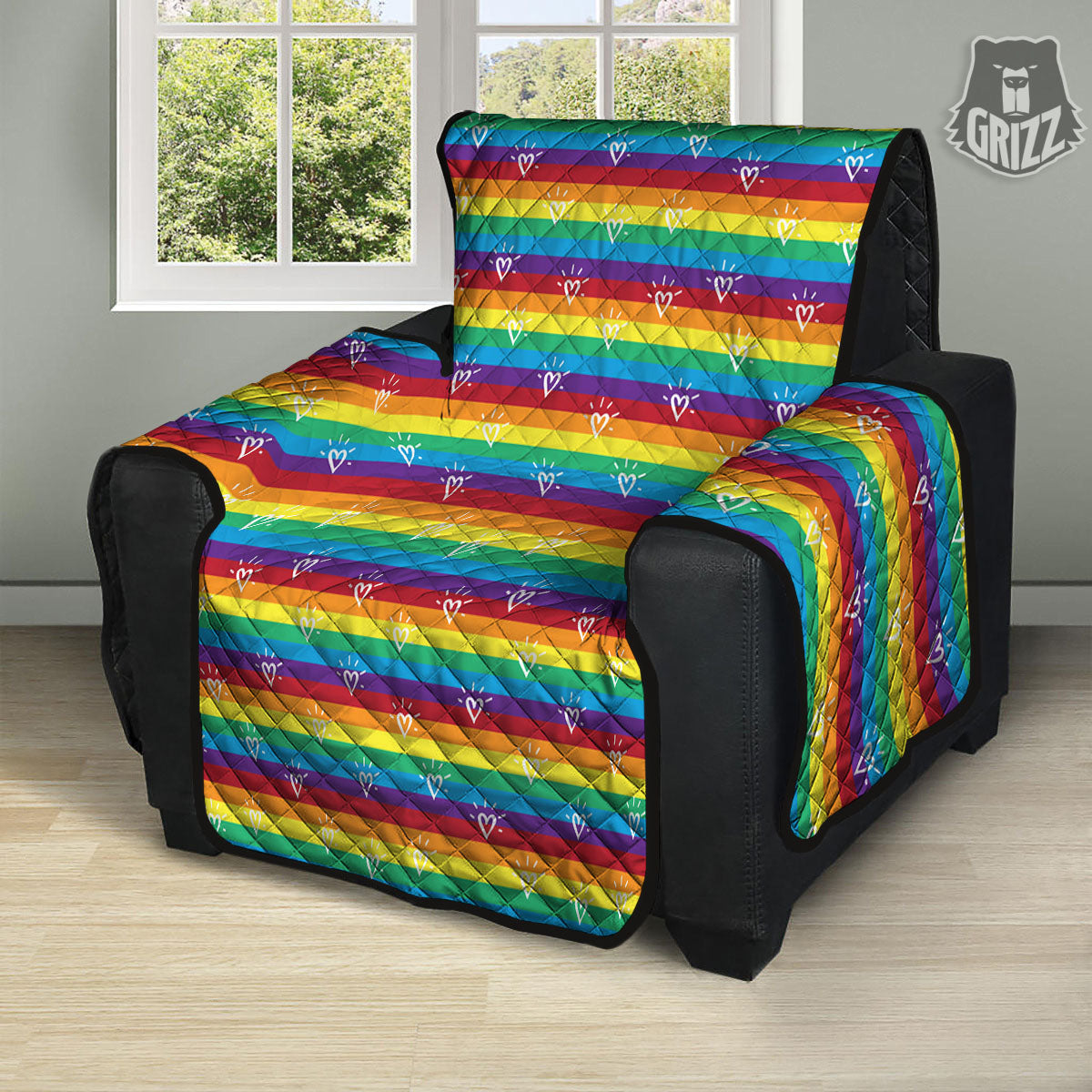 LGBT Stripes Abstract Rainbow Print Recliner Protector-grizzshop