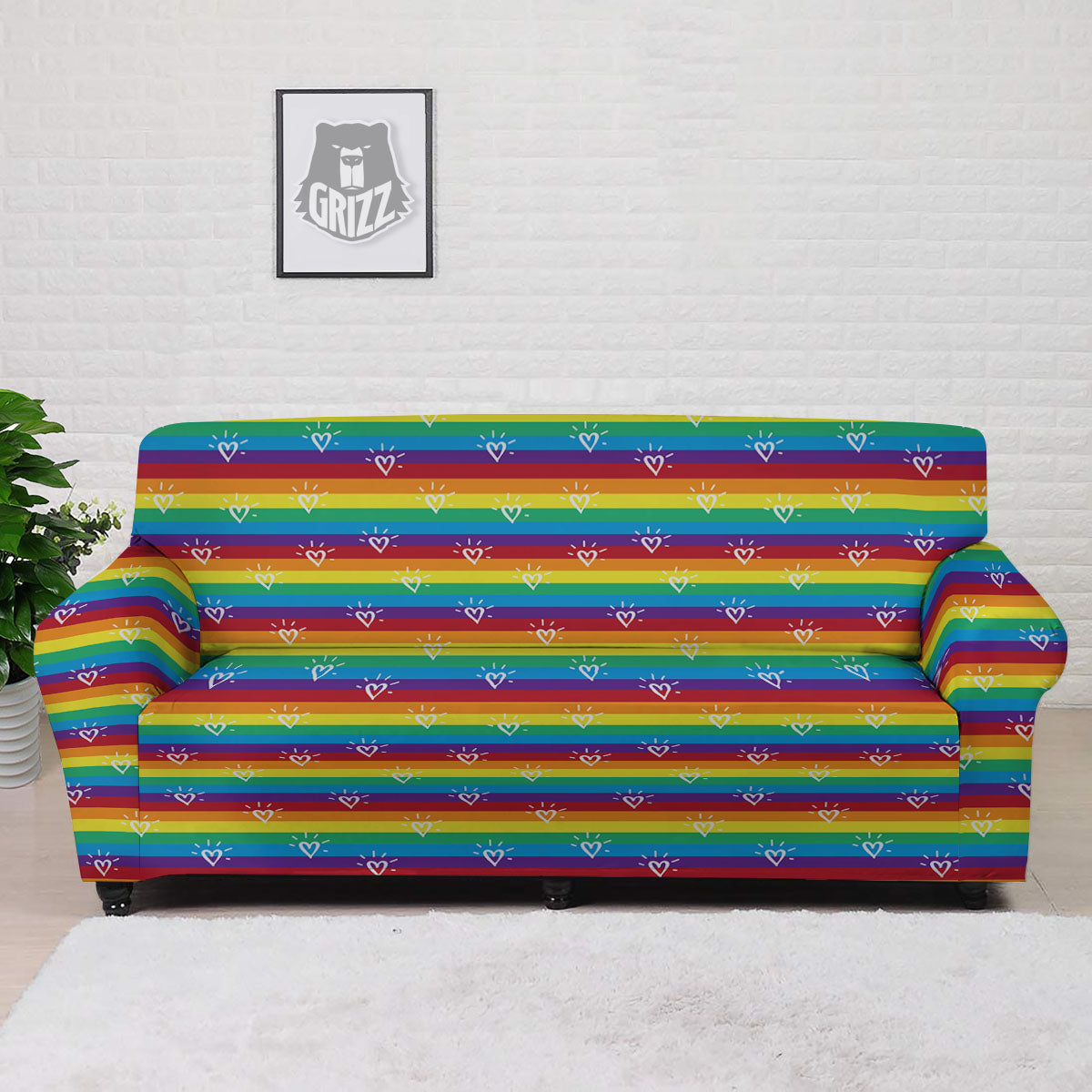 LGBT Stripes Abstract Rainbow Print Sofa Cover-grizzshop