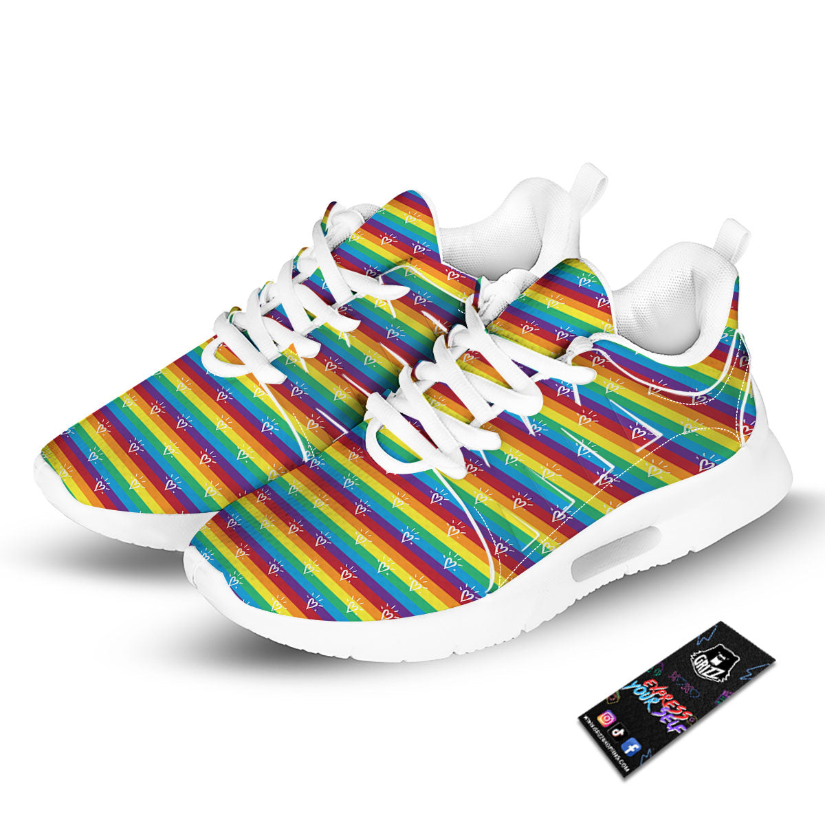 LGBT Stripes Abstract Rainbow Print Tennis Shoes-grizzshop