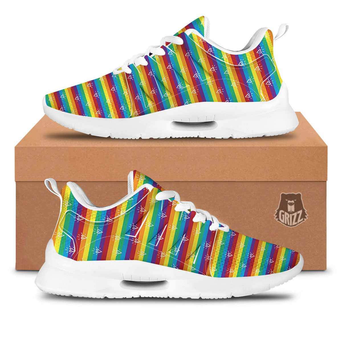 LGBT Stripes Abstract Rainbow Print Tennis Shoes-grizzshop