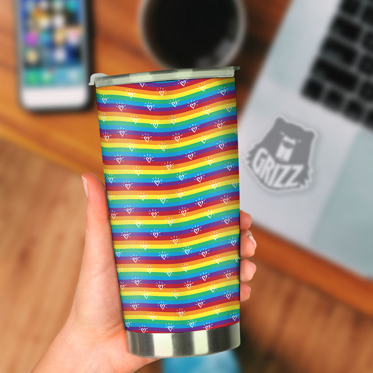 LGBT Stripes Abstract Rainbow Print Tumbler-grizzshop