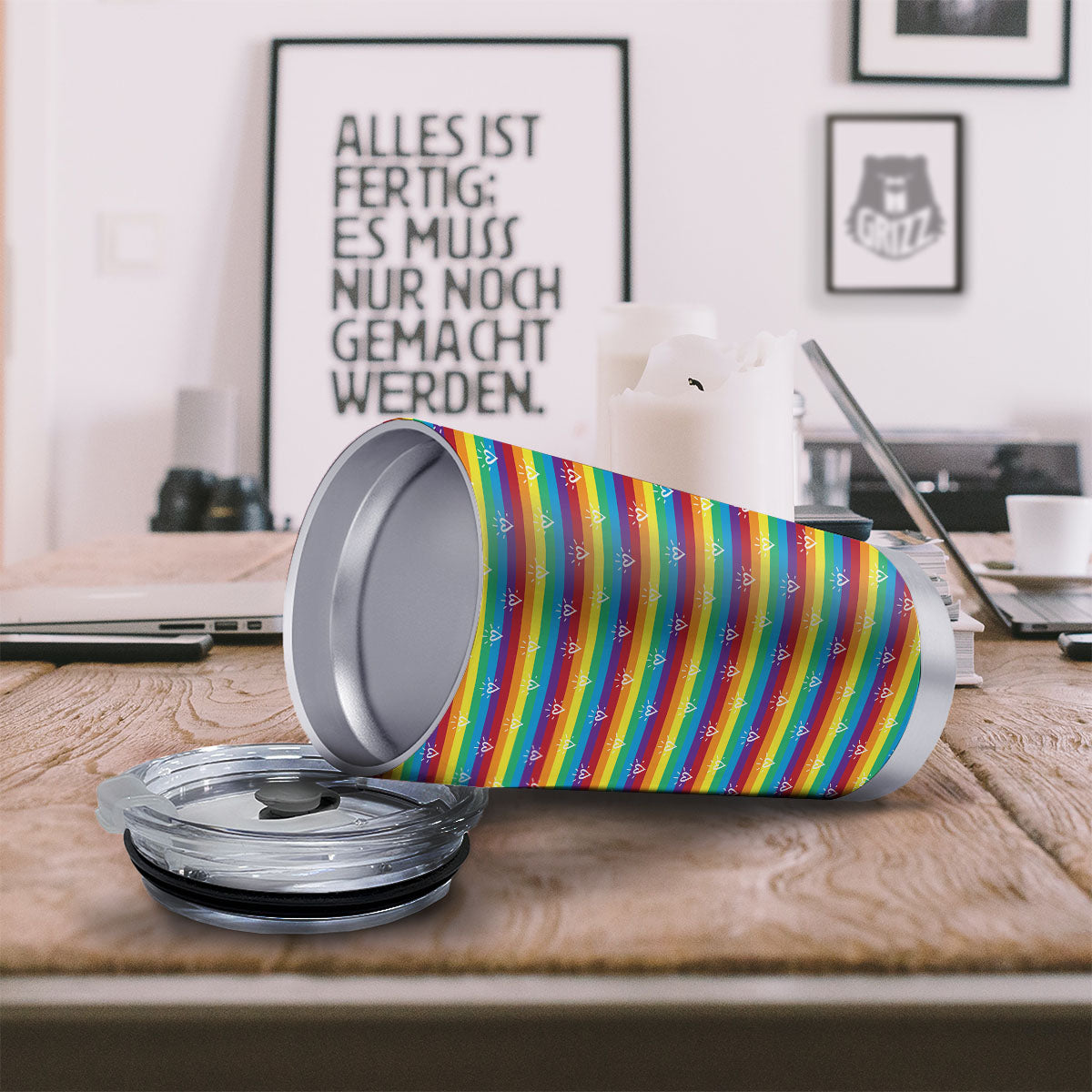 LGBT Stripes Abstract Rainbow Print Tumbler-grizzshop