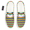 LGBT Stripes Abstract Rainbow Print White Loafers-grizzshop