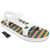 LGBT Stripes Abstract Rainbow Print White Open Toe Sandals-grizzshop