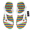 LGBT Stripes Abstract Rainbow Print White Open Toe Sandals-grizzshop