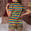 LGBT Stripes Abstract Rainbow Print Women Silk Pajamas-grizzshop