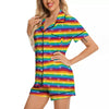 LGBT Stripes Abstract Rainbow Print Women Silk Pajamas-grizzshop