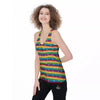 LGBT Stripes Abstract Rainbow Print Women's Racerback Tank Top-grizzshop