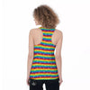 LGBT Stripes Abstract Rainbow Print Women's Racerback Tank Top-grizzshop